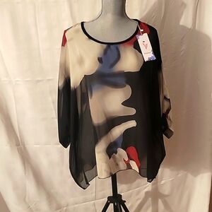 Ckikiou Chiffon Women's Tunic Floral Printed Boho Beach Cover-up, OS, NWT